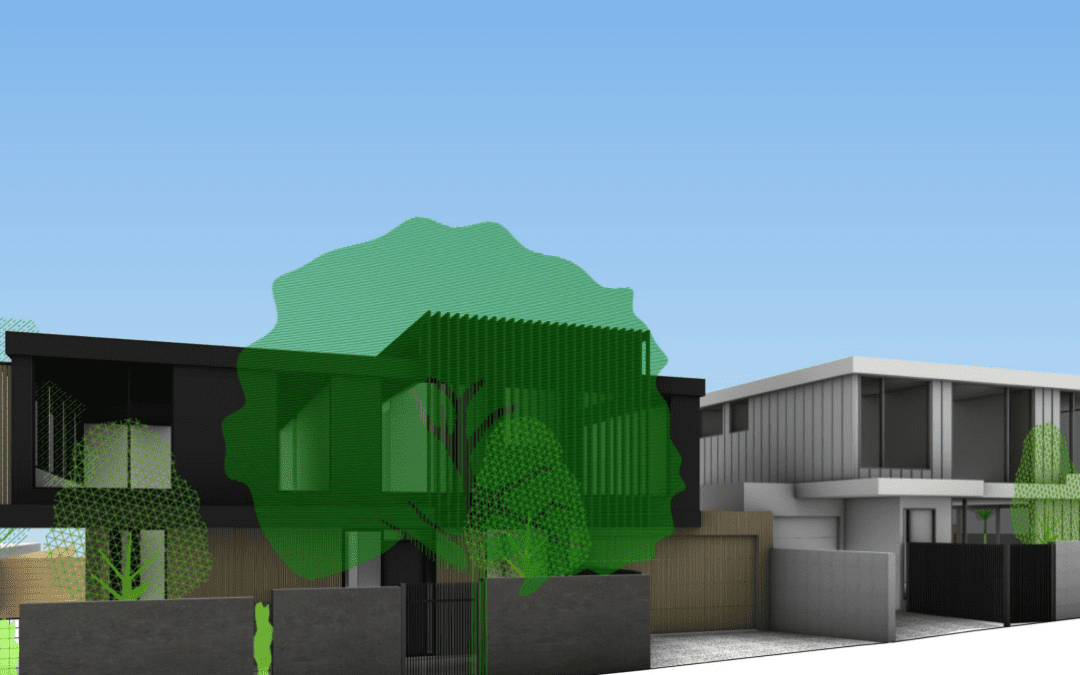 Two dwellings development with associated garages
